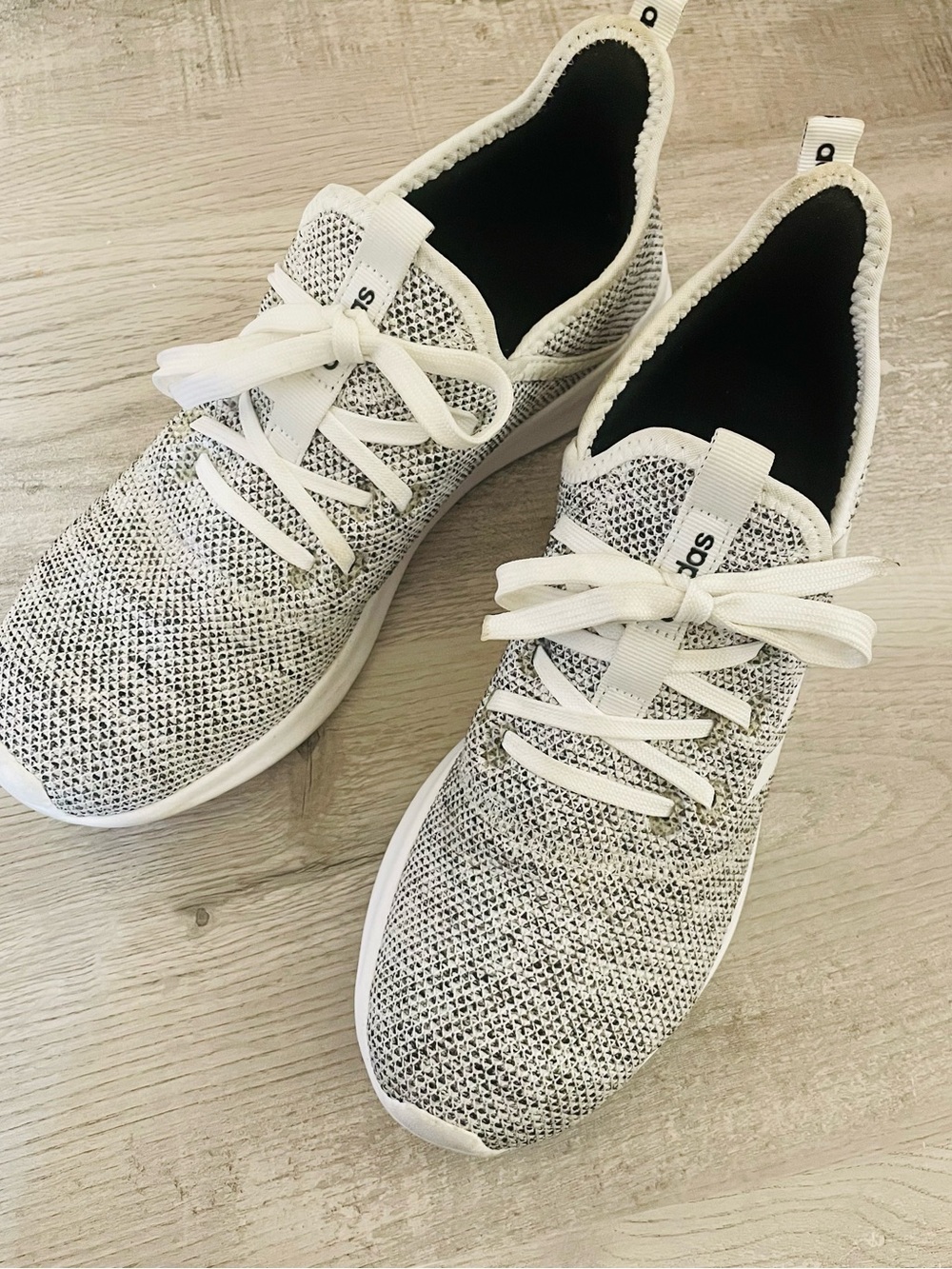 adidas White and Black Knit Lace-Up Women’s Sneakers